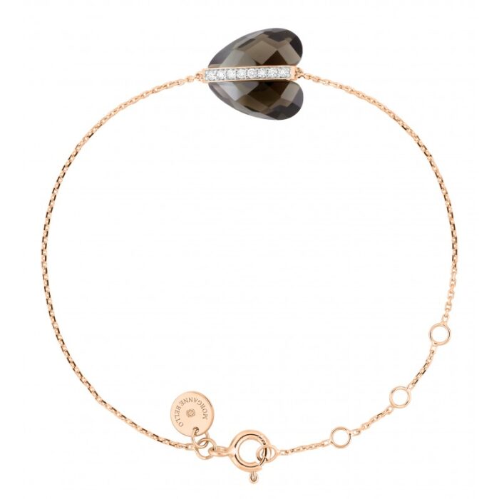 Bracelet Morganne Bello Infinite Love Quartz Fumé sur Chaîne Diamants Or Rose