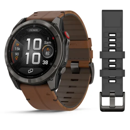 Montre Garmin Fenix 8 Pro Amoled Sapphire Titane Carbon Grey Connectée Bracelet Cuir 51MM