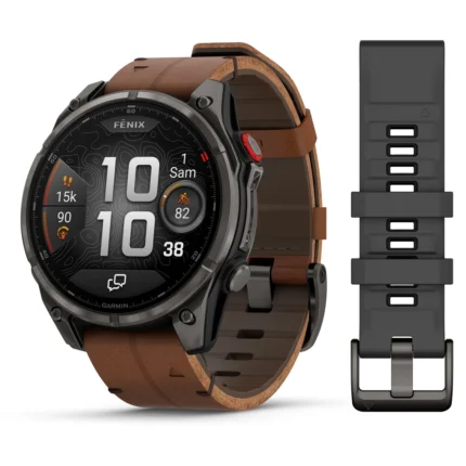 Montre Garmin Fenix 8 Pro Amoled Sapphire Titane Carbon Grey DLC Connectée Bracelet Cuir 47MM