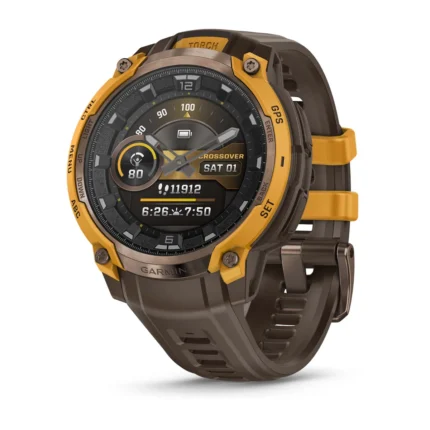 Montre Garmin Instinct Crossover Amoled Bronze Orange Pastel Connectée Bracelet Caoutchouc
