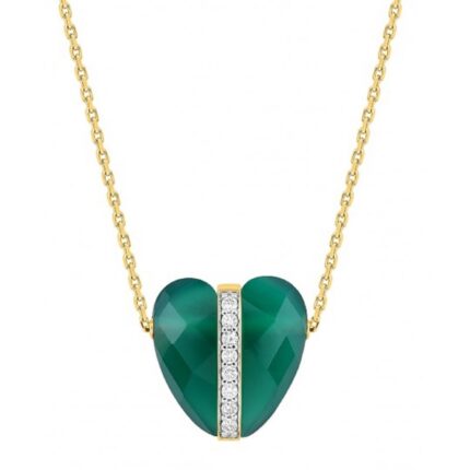 Collier Morganne Bello Infinite Love Agate Verte et Diamants Or Jaune