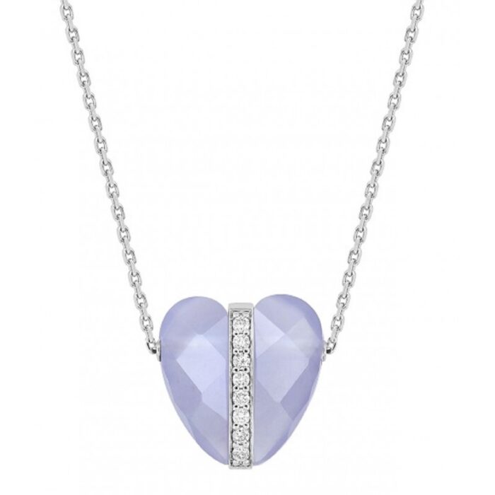Collier Morganne Bello Infinite Love Calcedoine et Diamants Or Blanc