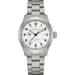 Montre Hamilton Khaki Field Mechanical Power Reserve Cadran Blanc Bracelet Acier 40MM