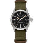 Montre Hamilton Khaki Field Mechanical Power Reserve Cadran Noir Bracelet Textile 40MM