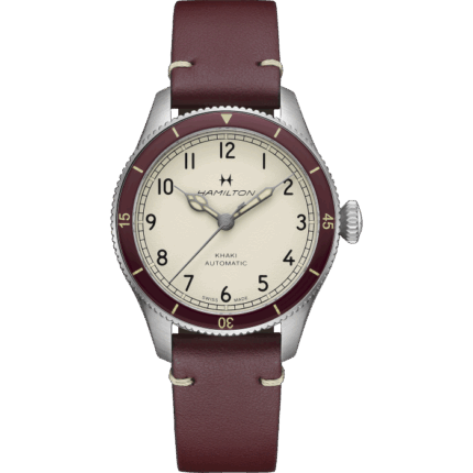 Montre Hamilton Khaki Aviation Pilot Pioneer Cadran Blanc Bracelet Cuir 38MM