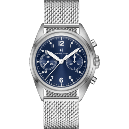 Montre Hamilton Khaki Aviation Pilot Pioneer Mechanical Chronograph Cadran Bleu Bracelet Acier 40MM