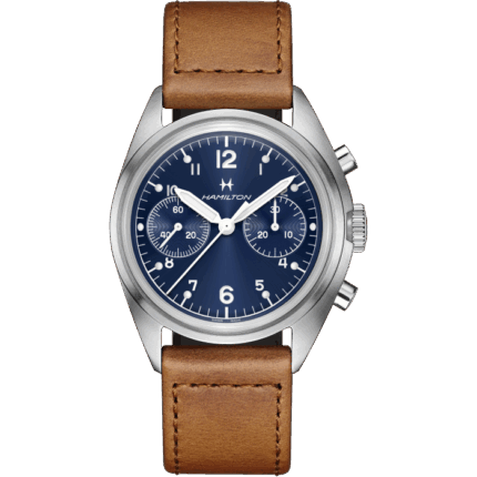 Montre Hamilton Khaki Aviation Pilot Pioneer Mechanical Chronograph Cadran Bleu Bracelet Cuir 40MM