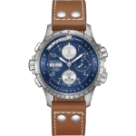 Montre Hamilton Khaki Aviation X-Wind AutoChrono Cadran Bleu Bracelet Cuir 44MM