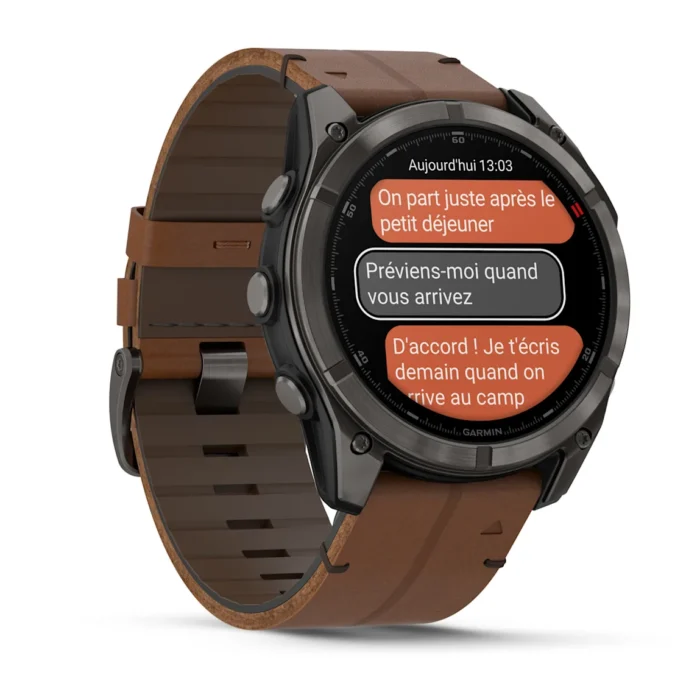 Montre Garmin Fenix 8 Pro Amoled Sapphire Titane Carbon Grey Connectée Bracelet Cuir 51MM Montre Garmin Fenix 8 Pro Amoled Sapphire Titane Carbon Grey Connectée Bracelet Cuir 51MM