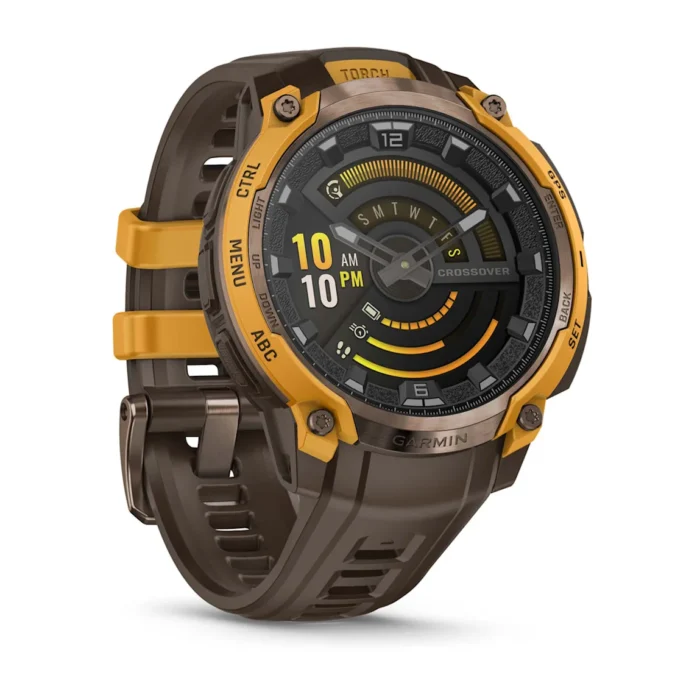 Montre Garmin Instinct Crossover Amoled Bronze Orange Pastel Connectée Bracelet Caoutchouc Montre Garmin Instinct Crossover Amoled Bronze Orange Pastel Connectée Bracelet Caoutchouc