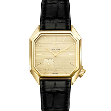 Montre MARCH LA.B Mansart Petite Seconde Golden Hour Cadran Doré Bracelet Cuir 39MM