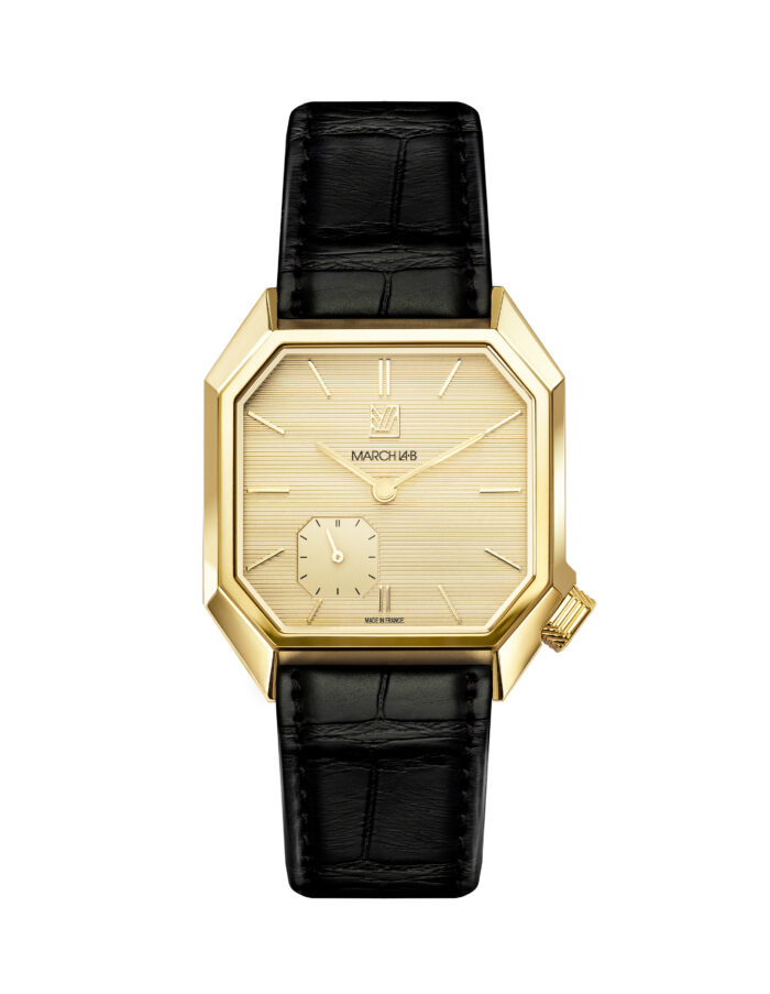 Montre MARCH LA.B Mansart Petite Seconde Golden Hour Cadran Doré Bracelet Cuir 39MM