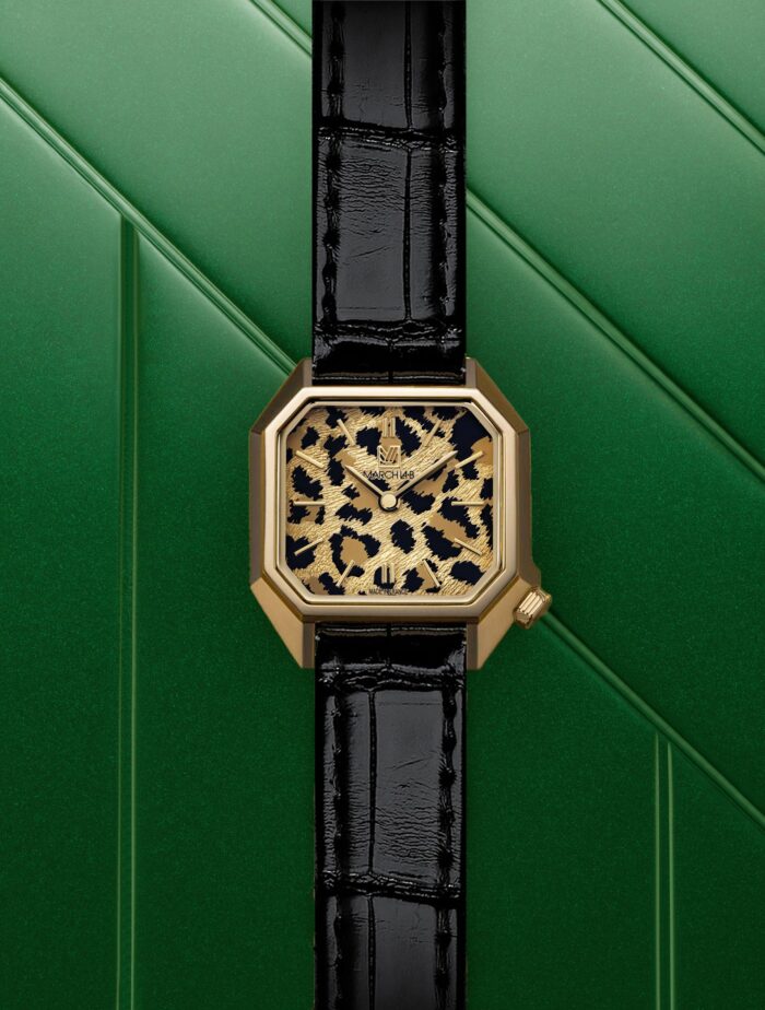 Montre MARCH LA.B Lady Mansart Cheetah Gold Quartz Bracelet Cuir Montre MARCH LA.B Lady Mansart Cheetah Gold Quartz Bracelet Cuir