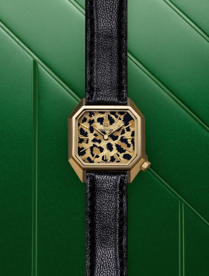 Montre MARCH LA.B Lady Mansart Cheetah Gold Quartz Bracelet Cuir Montre MARCH LA.B Lady Mansart Cheetah Gold Quartz Bracelet Cuir