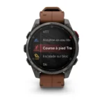 Montre Garmin Fenix 8 Pro Amoled Sapphire Titane Carbon Grey DLC Connectée Bracelet Cuir 47MM
