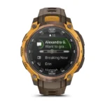 Montre Garmin Instinct Crossover Amoled Bronze Orange Pastel Connectée Bracelet Caoutchouc