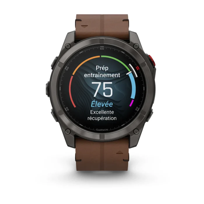 Montre Garmin Fenix 8 Pro Amoled Sapphire Titane Carbon Grey Connectée Bracelet Cuir 51MM Montre Garmin Fenix 8 Pro Amoled Sapphire Titane Carbon Grey Connectée Bracelet Cuir 51MM