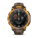 Montre Garmin Instinct Crossover Amoled Bronze Orange Pastel Connectée Bracelet Caoutchouc
