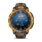 Montre Garmin Instinct Crossover Amoled Bronze Orange Pastel Connectée Bracelet Caoutchouc