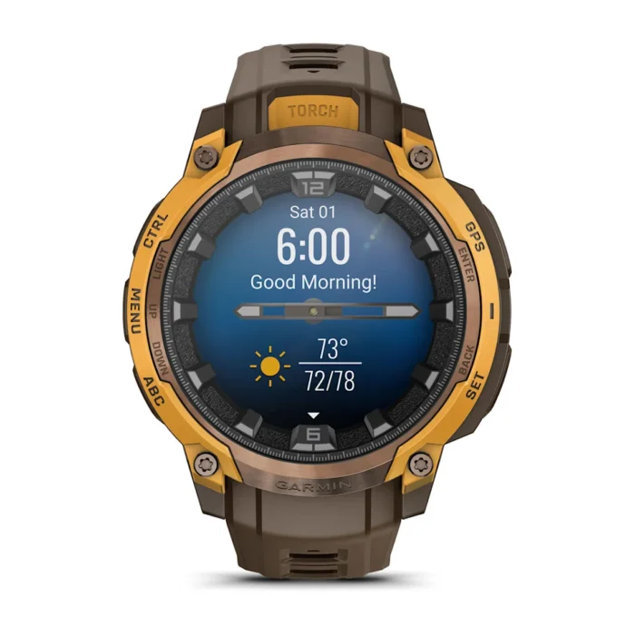Montre Garmin Instinct Crossover Amoled Bronze Orange Pastel Connectée Bracelet Caoutchouc Montre Garmin Instinct Crossover Amoled Bronze Orange Pastel Connectée Bracelet Caoutchouc