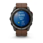 Montre Garmin Fenix 8 Pro Amoled Sapphire Titane Carbon Grey Connectée Bracelet Cuir 51MM