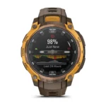 Montre Garmin Instinct Crossover Amoled Bronze Orange Pastel Connectée Bracelet Caoutchouc