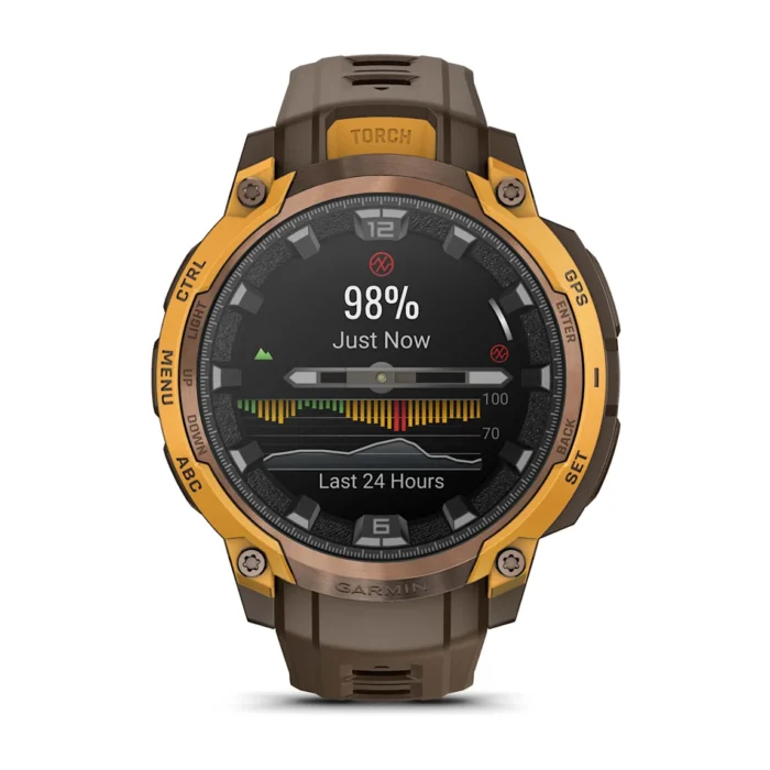 Montre Garmin Instinct Crossover Amoled Bronze Orange Pastel Connectée Bracelet Caoutchouc Montre Garmin Instinct Crossover Amoled Bronze Orange Pastel Connectée Bracelet Caoutchouc