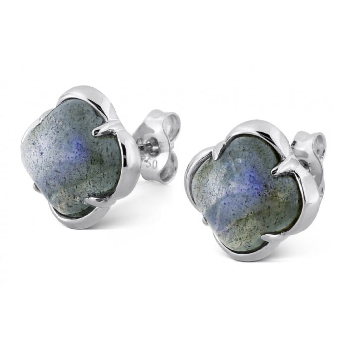 Boucles d'Oreilles Morganne Bello Puces Songe Labradorite Or Blanc