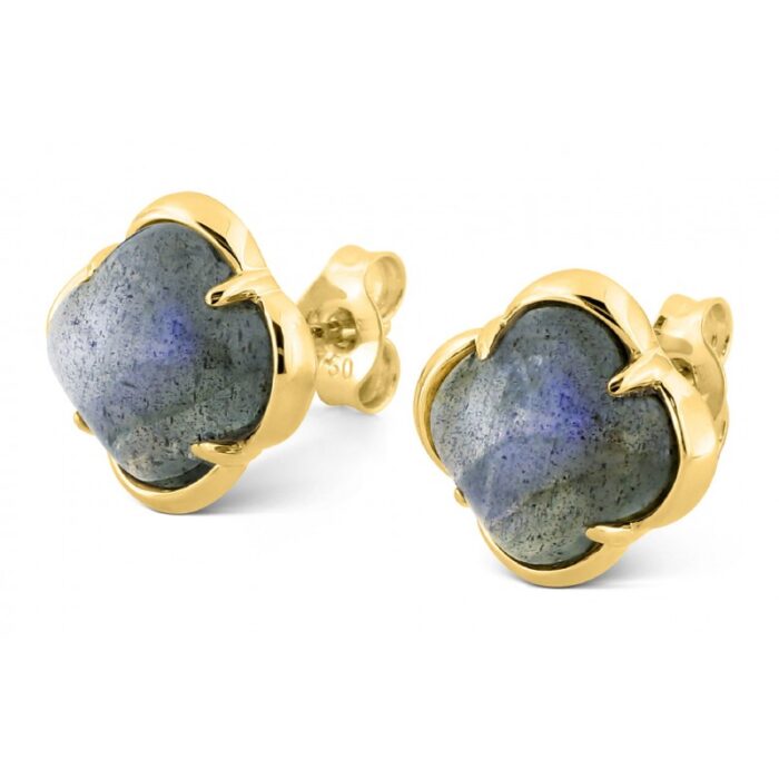 Boucles d'Oreilles Morganne Bello Puces Songe Labradorite Or Jaune