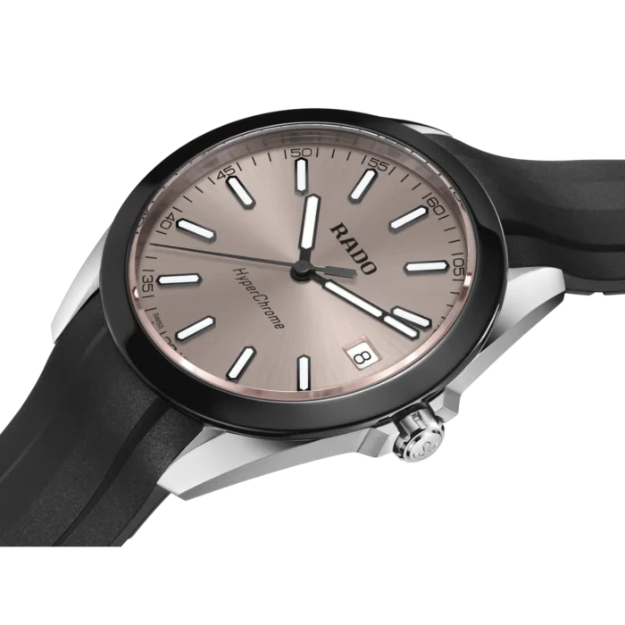 Montre Rado HyperChrome Quartz Cadran Brun Bracelet Caoutchouc 41.5MM