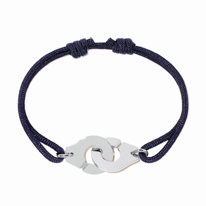 Bracelet Dinh Van Menottes sur Cordon Grand Modèle Platine Bracelet Dinh Van Menottes sur Cordon Grand Modèle Platine