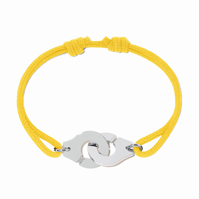 Bracelet Dinh Van Menottes sur Cordon Grand Modèle Platine Bracelet Dinh Van Menottes sur Cordon Grand Modèle Platine