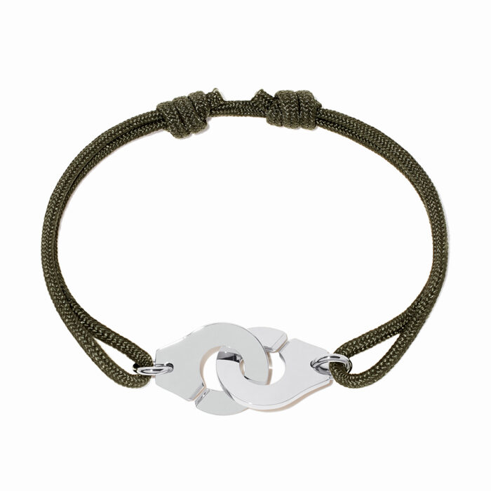 Bracelet Dinh Van Menottes sur Cordon Grand Modèle Platine Bracelet Dinh Van Menottes sur Cordon Grand Modèle Platine