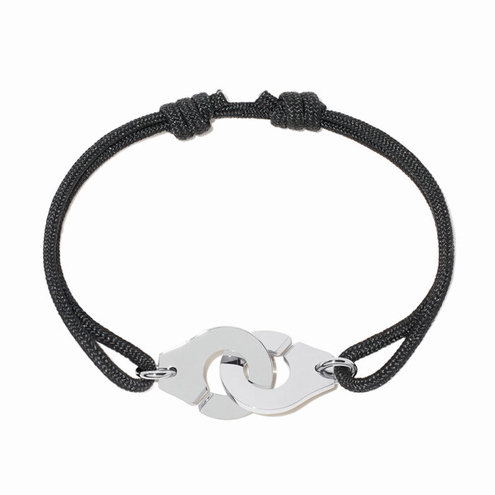 Bracelet Dinh Van Menottes sur Cordon Grand Modèle Platine Bracelet Dinh Van Menottes sur Cordon Grand Modèle Platine