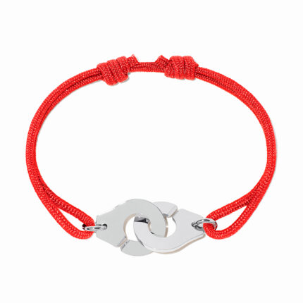 Bracelet Dinh Van Menottes sur Cordon Grand Modèle Platine