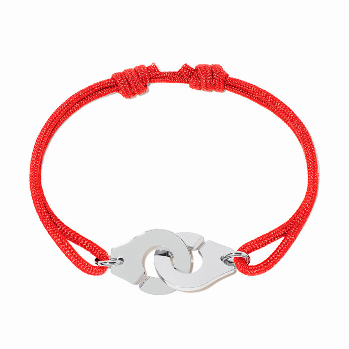 Bracelet Dinh Van Menottes sur Cordon Grand Modèle Platine