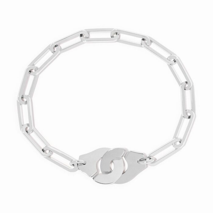 Bracelet Dinh Van Menottes sur Chaîne Grand Modèle 19cm Platine