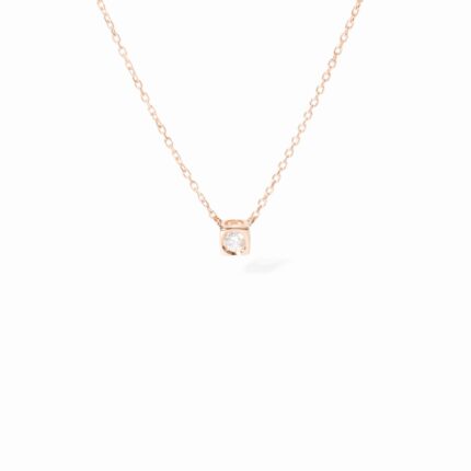 Collier Dinh Van Le Cube Diamant sur Chaîne Diamant Or Rose