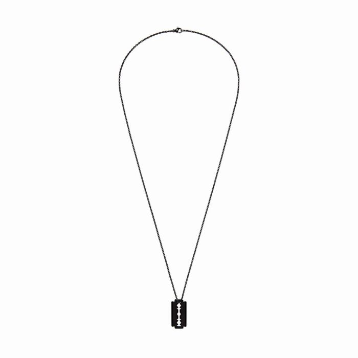 Pendentif Dinh Van Lame de Rasoir sur Chaîne Moyen Modèle 60cm Titane Noir Pendentif Dinh Van Lame de Rasoir sur Chaîne Moyen Modèle 60cm Titane Noir