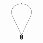Pendentif Dinh Van Lame de Rasoir sur Chaîne Moyen Modèle 45cm Titane Noir