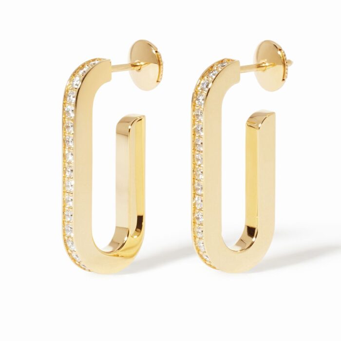 Boucles d'Oreilles Dinh Van Maillon Petit Modèle Diamants Or Jaune Boucles d'Oreilles Dinh Van Maillon Petit Modèle Diamants Or Jaune