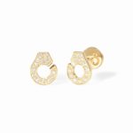 Puces D'oreilles Dinh Van Menottes Pavées Diamants Or Jaune