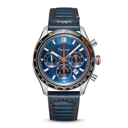 Montre Depancel Allure Chrono Auto Cadran Bleu Bracelet Cuir 43MM
