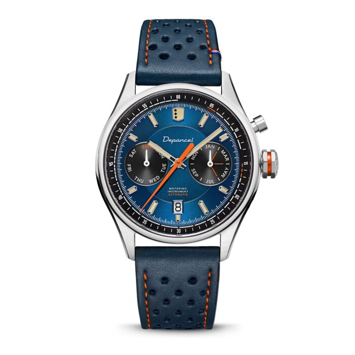 Montre Depancel Autosport Blue Auto Cadran Bleu Bracelet Cuir 39MM Montre Depancel Autosport Blue Auto Cadran Bleu Bracelet Cuir 39MM