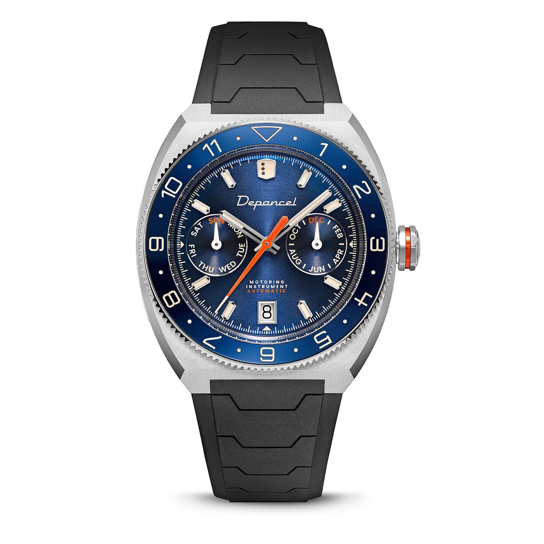 Montre Depancel Driver Blue Auto Cadran Bleu Bracelet Caoutchouc 39MM