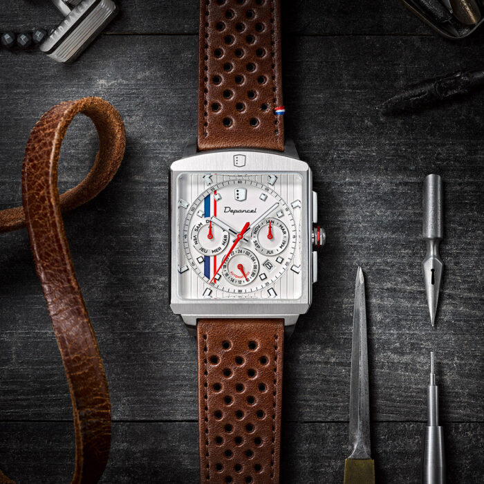 Montre Depancel Série R01 Ivory Auto Cadran Blanc Bracelet Cuir 43MM Montre Depancel Série R01 Ivory Auto Cadran Blanc Bracelet Cuir 43MM