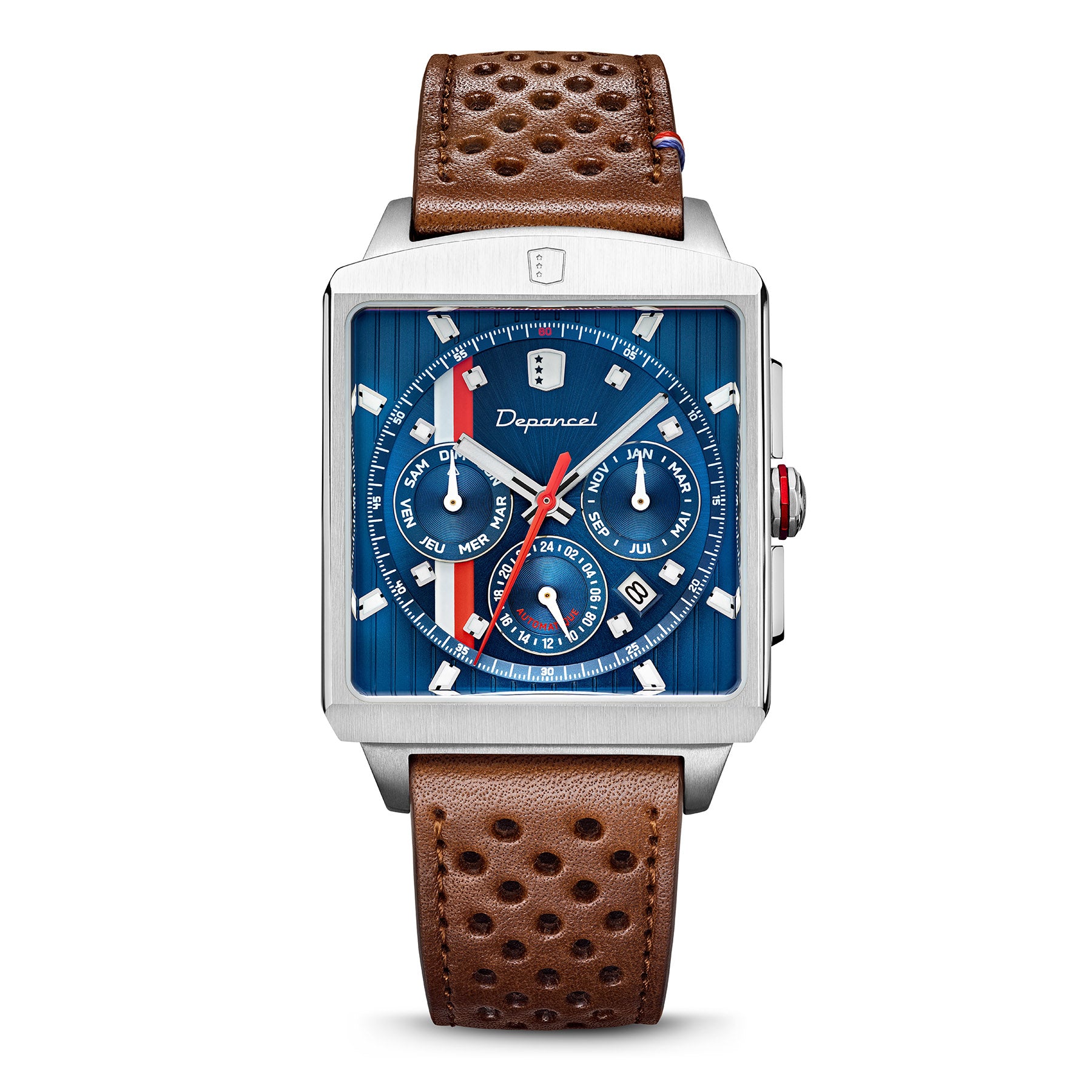 Montre Depancel Série R01 Blue Auto Cadran Bleu Bracelet Cuir 43MM