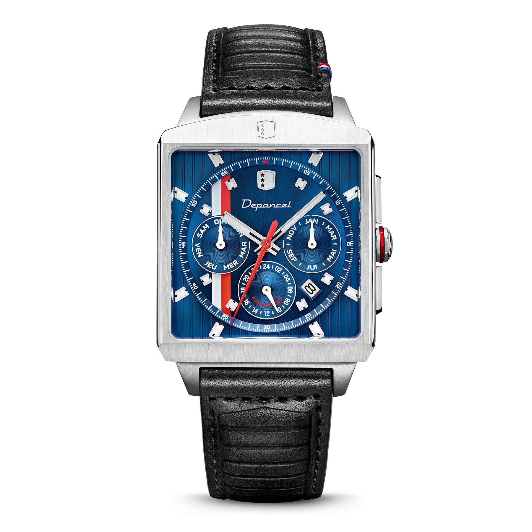 Montre Depancel Série R01 Blue Auto Cadran Bleu Bracelet Cuir 43MM