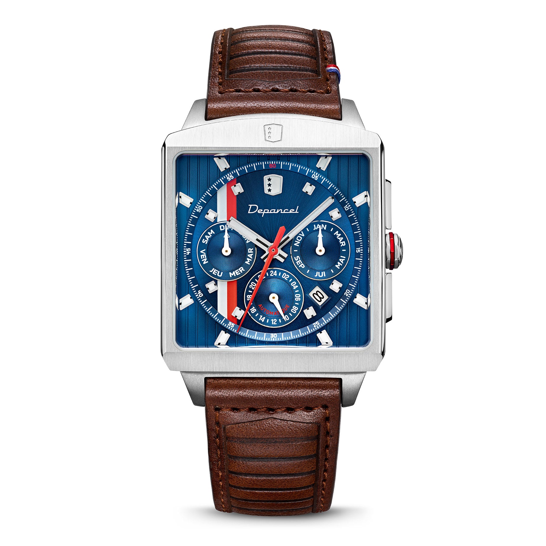Montre Depancel Série R01 Blue Auto Cadran Bleu Bracelet Cuir 43MM