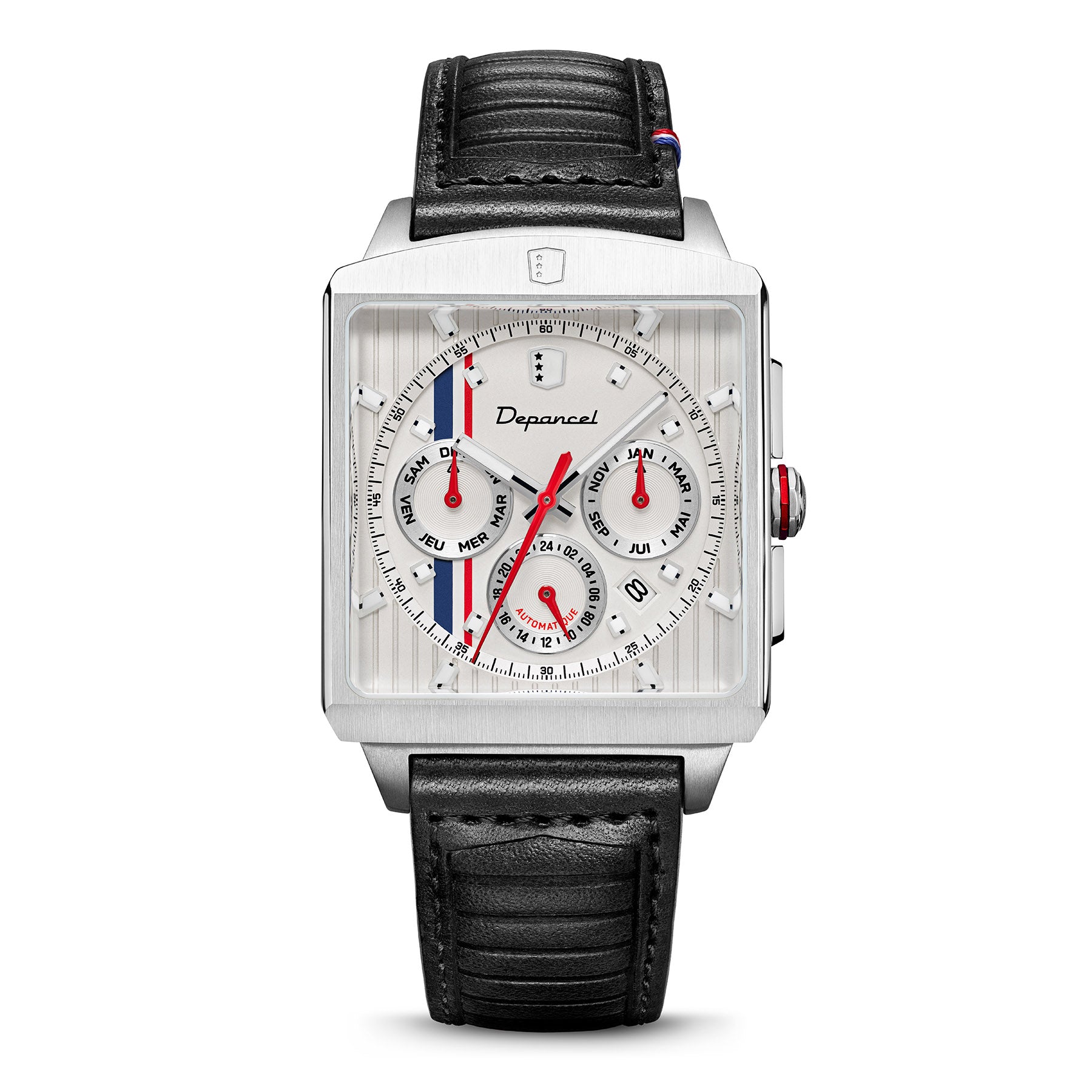 Montre Depancel Série R01 Ivory Auto Cadran Blanc Bracelet Cuir 43MM